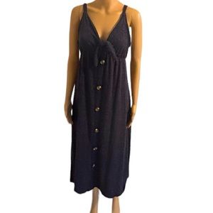 day to day Blu pepper soft blue gray knit dress knot tie at bust scoop back L